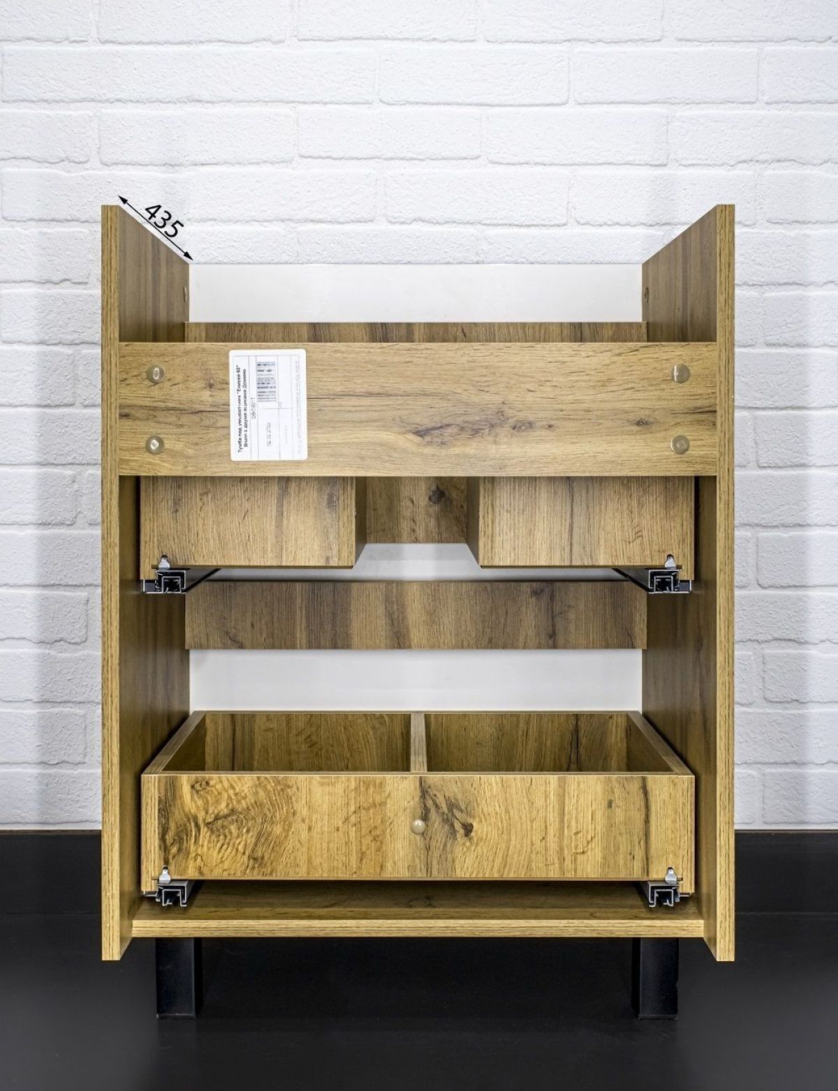 Тумба под умывальник "Енисей 60" Bruno с двумя ящиками Домино (DBr2901T) | фото 6